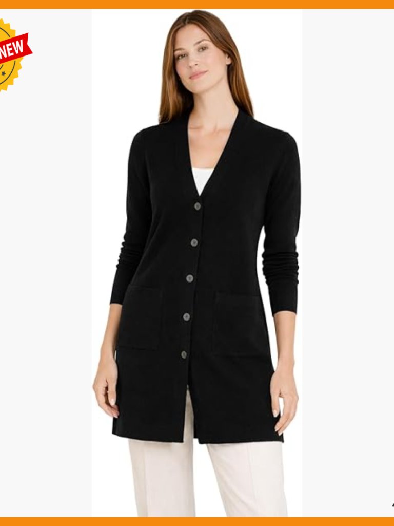 100% Cashmere Button Front Cardigan Sweater Dress With Pockets